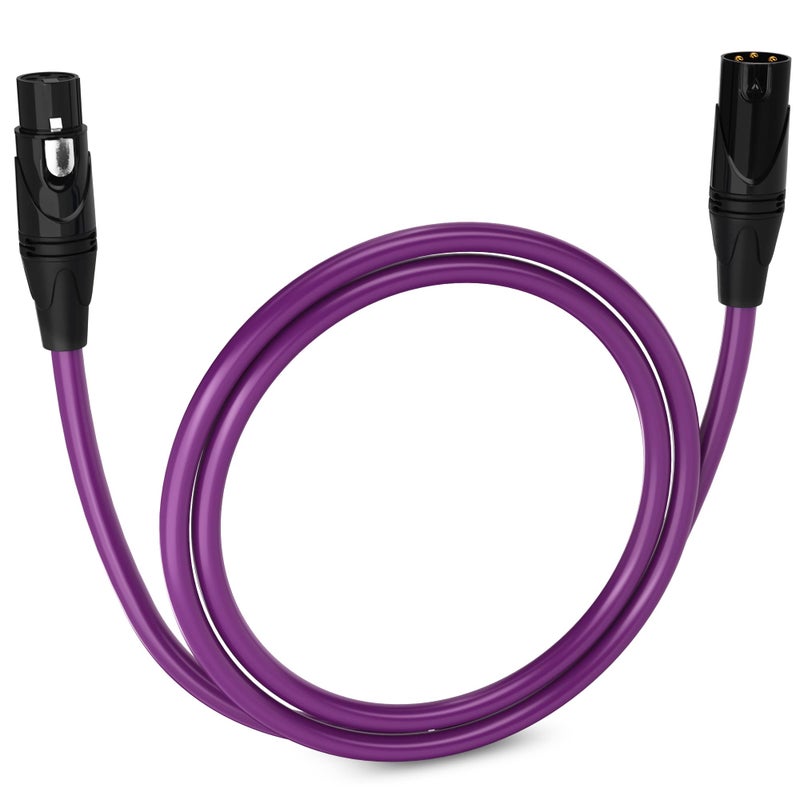 LyxPro 3 Feet XLR Microphone Cable Balanced Male to Female 3 Pin Mic Cord for Powered Speakers Audio Interface Professional Pro Audio Performance and Recording Devices - Purple - Image 1
